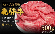 【1月発送】 飛騨牛 A4~A5等級 肩ローススライス 500g 岐阜県産 A4 A5 すき焼き しゃぶしゃぶ 鍋 黒毛和牛 肩ロース ロース カタロース スライス 霜降り 牛肉 牛 国産 お取り寄せ ごちそう 自宅用 和牛 小分け 最短発送 肉のひぐち