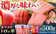 【1月中にお届け】対馬産 本マグロ 500g（赤身300g、中トロ200g） ≪対馬市≫【桐谷商店】 [WAQ043-01]