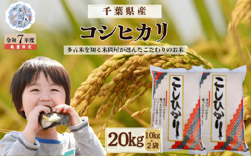 ＜令和7年産＞千葉県産 コシヒカリ 精米　20kg（10kg×2袋）【配送不可地域：離島・沖縄県】MT207674_02101001 2799147 - 千葉県多古町