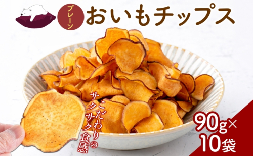 おいもチップス プレーン味 90g×10袋 さつまいも 和菓子 おやつ スイーツ サクサク 食感 お茶請け 自社農園 手作業 信州チップス 贈り物 ギフト おいも日和 ねんりん 長野県 坂城町 2800538 - 長野県坂城町