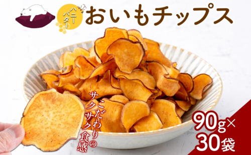 おいもチップス ハニーバター味 90g×30袋 さつまいも はちみつ バター おやつ スイーツ サクサク 食感 お茶請け 自社農園 手作業 信州チップス 贈り物 ギフト おいも日和 ねんりん 長野県 坂城町 2800541 - 長野県坂城町