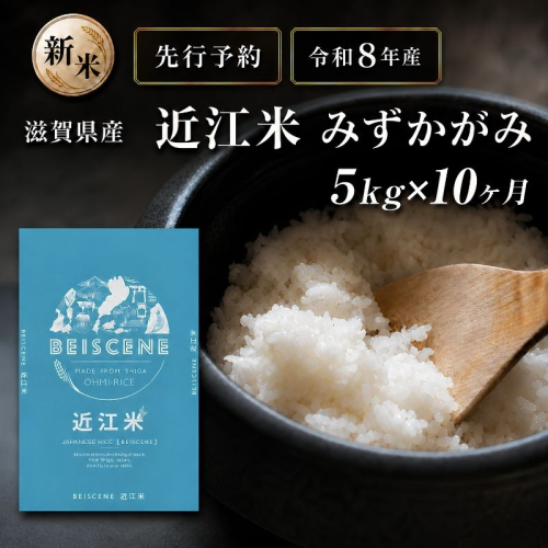 【令和8年産】新米 先行予約 特A受賞歴 みずかがみ 米 定期便 近江米 5kg 白米 5kg×10ヶ月 お米 ごはん ライス 主食 おにぎり 定期 10回 滋賀県 豊郷町 2802040 - 滋賀県豊郷町