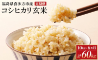 【令和8年産先行予約！】特別栽培米コシヒカリ　玄米　10kg(5kg×2袋)　6か月定期便(計60kg)　[米・食味分析鑑定コンクール国際大会 特別優秀賞受賞]　【07208-0997】