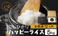 【定期便12回】 飛騨高山最高級米 ハッピーライス 5㎏　| コシヒカリ こしひかり 米 白米 ハッピープラス のし 熨斗 贈り物 ギフト 飛騨高山　JQ103