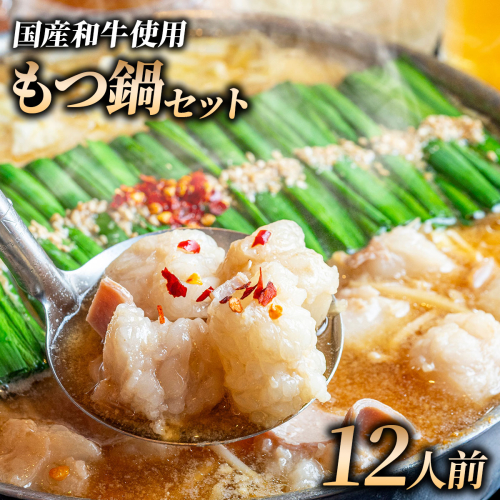 和牛 もつ鍋セット 醤油味 (ちゃんぽん麺なし) 12人前｜牛肉 久田精肉店 小腸 モツ 冷凍【HD017】 2803490 - 福岡県篠栗町