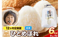 令和8年産 新米受付《定期便12ヶ月》ひとめぼれ 6kg（3kg×2）【白米】秋田県産 [ひとめぼれ お米 精米 小分け 定期便 3kg袋]