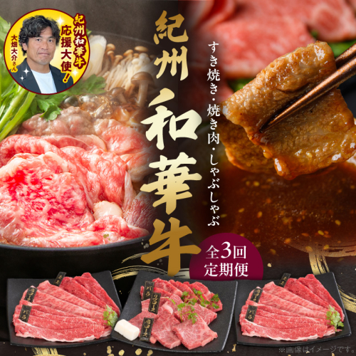 【紀州和華牛】すき焼き・焼き肉・しゃぶしゃぶ 3回定期便 _BN60-T02 2806702 - 和歌山県湯浅町