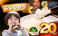 【令和8年産】定期便3回 コシヒカリ 20kg | 米 こめ 白米 精米 お米  栃木米 ブランド米 【栃木県共通返礼品 栃木県産】 栃木県 下野市 しもつけ市