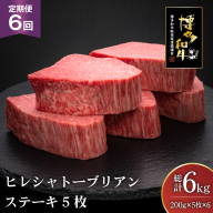 肉 博多和牛 ヒレ シャトーブリアンステーキ 200g 5枚 計 1kg 6回 定期便 総計 6kg [久田精肉店 福岡県 宇美町 um40bsi440013] 牛 牛肉 ヒレシャトーブリアンステーキ ステーキ 和牛 ソース ソース付き 冷凍
