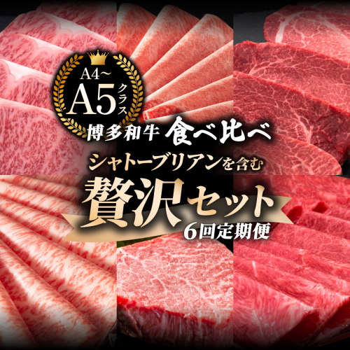 ＜定期便・全6回＞【博多和牛 A4ランク 以上】シャトーブリアン含む 食べ比べ 贅沢セット｜牛肉 久田精肉店 サーロイン 肩ロース ヒレ 冷凍【HD091】 2809455 - 福岡県篠栗町