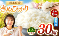 【定期便12回】R8年産 無洗米 きぬひかり 30kg | お米 米 こめ おこめ 精米 キヌヒカリ 30キロ 国産 国産米 くまもと 熊本 熊本県 玉名市 玉名