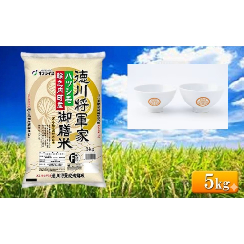 7年産 岐阜県産 ハツシモ （徳川将軍家御膳米） 5kg + 夫婦茶碗  米 コメ 精米 白米 大粒 おいしい ごはん おにぎり お弁当 岐阜県 輪之内町 2810480 - 岐阜県輪之内町