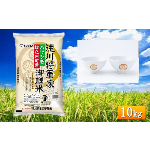 7年産 岐阜県産 ハツシモ （徳川将軍家御膳米） 10kg + 夫婦茶碗  米 コメ 精米 白米 大粒 おいしい ごはん おにぎり お弁当 岐阜県 輪之内町 2810481 - 岐阜県輪之内町