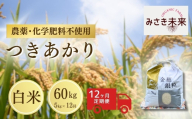 【12か月定期便】つきあかり 白米 60kg (5kg×12回) 令和8年産 | 無農薬 農薬不使用 化学肥料不使用 精米 お米 米 こめ コメ 福島産 福島県産 南相馬市 みさき未来 つきあかり