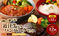 【レンジ対応可】 近江牛 入り ハンバーグ 3種食べ比べ 12個×12回 12ヶ月定期便