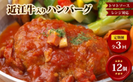 【レンジ対応可】 近江牛 入り ハンバーグ 自家製ベーコン 香る濃厚トマトソース 12個×3回 岡喜