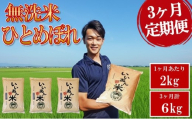 ≪3ヶ月定期便≫ 無洗米 ひとめぼれ 2kg×3ヶ月連続 計6kg 山形県庄内産 毎月中旬頃お届け 産地直送 定期便 米 お米 白米 庄内米 いいあん米 ブランド米 東北 酒田市 アグレスト JGAP認証農場 AG　SA3068