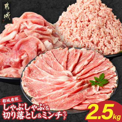 都城産豚しゃぶしゃぶ&切り落とし&ミンチセット2.5kg〔12-25-020-2500g〕 2813460 - 宮崎県都城市