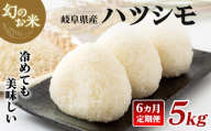 【先行予約】【定期便】新米 米 5kg ハツシモ【6カ月連続】令和8年産 岐阜県産 | 米 お米 白米 新米 精米 ハツシモ  ごはん ご飯 白飯 米 こめ コメ ライス 初霜 はつしも おにぎり お弁当 寿司 炊き込みご飯 ブランド米 幻の米 国産 岐阜 瑞穂市 ※2026年12月～発送