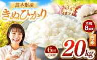 【定期便6回】R8年産 白米 きぬひかり 20kg | お米 米 こめ おこめ 精米 キヌヒカリ 20キロ 国産 国産米 くまもと 熊本 熊本県 玉名市 玉名