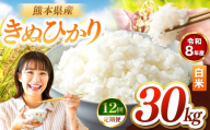 【定期便12回】R8年産 白米 きぬひかり 30kg | お米 米 こめ おこめ 精米 キヌヒカリ 30キロ 国産 国産米 くまもと 熊本 熊本県 玉名市 玉名