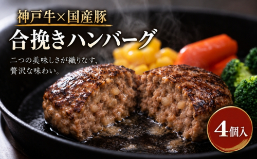 神戸牛 牛肉 豚肉 合い挽き 生ハンバーグ 4個入 小分け 帝神志方 国産 和牛 豚 冷凍 グルメ 肉汁 ハンバーグ 神戸ビーフ 但馬牛 最短4日以内発送 2815959 - 兵庫県加西市