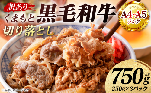 【訳あり】 【A4～A5ランク】 くまもと黒毛和牛 切り落とし 750g （250g×3パック） 和牛 牛肉 お肉 黒毛和牛 牛肩 バラ 冷凍 炒め物 すき焼き しゃぶしゃぶ おかず 熊本県 八代市 2817460 - 熊本県八代市
