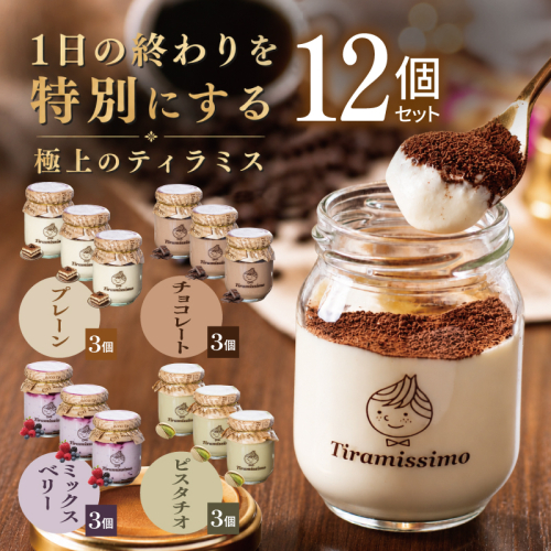 【スピード発送】日本一なめらかティラミス 12個セット（プレーン3個/チョコレート3個/ベリー3個/ピスタチオ3個）【御挨拶 ごあいさつ ギフト 記念日 卒業 入学 プレゼント 贈り物】 099H5004 2819206 - 大阪府泉佐野市