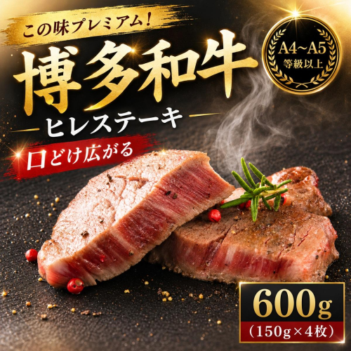 この味プレミアム！【A4～A5】博多和牛ヒレステーキ　600g（150g×4枚） | 牛肉 ブランド牛 国産 和牛 ステーキ ヒレ 福岡 博多 CP063g 2819537 - 福岡県大木町