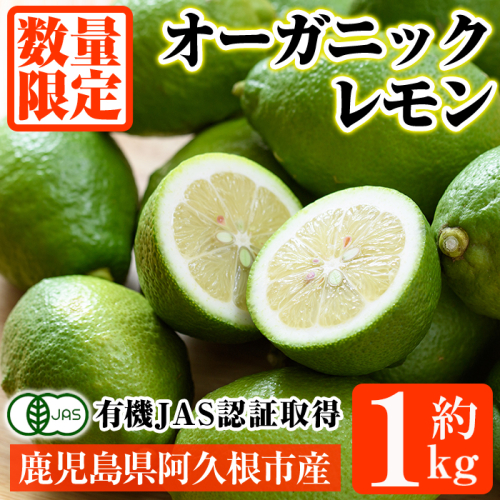 数量限定！有機JAS オーガニックレモン(約1kg) 国産 レモン 檸檬 果実 果物 フルーツ 柑橘 デザート 期間限定 有機栽培 健康志向 【中村農場】akn084-11 2822704 - 鹿児島県阿久根市