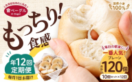 【 年12回定期便1ヶ月毎 】 毎日の朝食に！会津発 ・ 職人手作りのもっちりプレーンベーグル10個セット ベーグル 手作り パン ベーグル専門店 食品添加物不使用 冷凍ストック ストック