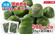 【離乳食・介護食にもピッタリ！！】宮崎県産ほうれん草ポーション 1kg（500g×2袋） キューブ状 時短＜31-3a＞