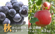 No.1751秋からの果物2品 定期便 ピオ－ネ/サンふじ【2024年発送】
