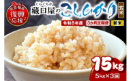 [定期便 3か月]令和8年産 こしひかり5kg(玄米)(5kg×3回)計15kg wa016-007-r8 お米 コメ コシヒカリ 白米 ごはん ご飯 玄米 能登 輪島 石川県