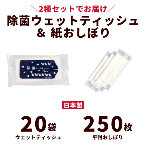 干支デザイン除菌ウェットティッシュ＆紙おしぼり平判セット（20袋＋250枚）｜日用品 消耗品 業務用 2842472 - 高知県日高村