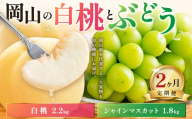 【2027年発送】【定期便】岡山の白桃とシャインマスカット２回お届け（令和9年8月下旬～9月下旬頃発送）【岡山県産 桃 白桃 ぶどう 葡萄 シャインマスカット 2回 フルーツ 果物 くだもの デザート 先行予約 先行受付】