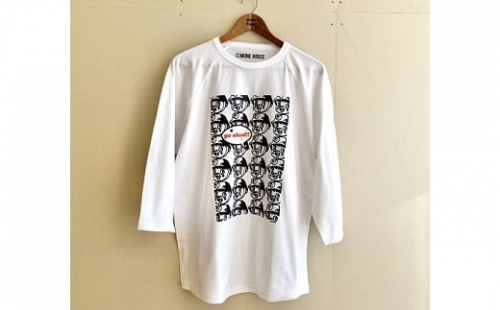 夕張オリジナル手刷りTシャツ【ゆうちゃんベースボールTシャツ】（ホワイト・XLサイズ） C6