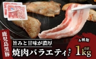 【指宿産かごしま黒豚】焼肉バラエティセット1kg(岡村商店/A-366)
