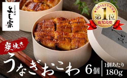 K-722-B 炭焼き 極 うなぎおこわ(180g×6個)【うなぎ料理 よし宗】霧島市 国産 鹿児島県産 うなぎ 鰻 ウナギ おこわ 炭火焼き 炭焼 蒲焼き 蒲焼 かばやき タレ もち米 2851391 - 鹿児島県霧島市