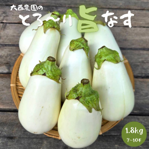 白ナス とろ～り旨なす 1.8kg以上 7～10本 茄子 なす 白茄子 白なす 白ナス ナス 旨い 甘い 野菜 夏野菜 旬 産地直送 農園直送 送料無料 大西農園 岐阜県 揖斐川町 2854049 - 岐阜県揖斐川町