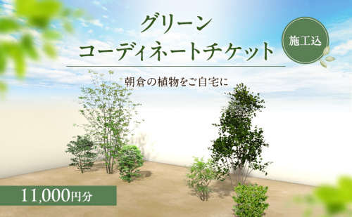 チケット 植木の施工チケット（補助券） 11,000円分 植物 グリーン ビル マンション お庭 エントランス デザイン 植木施工 緑 サービス グリーンコーディネート 2859591 - 福岡県朝倉市
