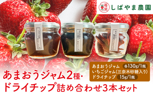 福岡県朝倉産 あまおうジャム2種（各1瓶）ドライチップ（1瓶）詰め合わせセット 2859621 - 福岡県朝倉市