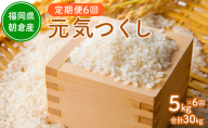 令和8年度産米 定期便 6ヶ月 元気つくし 5kg  福岡県朝倉産 白米 精米 お米