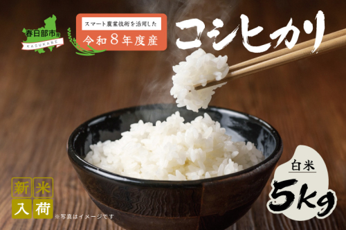 スマート農業技術を活用した 令和８年産 コシヒカリ（白米）　５キロ【埼玉県 春日部市 ふるさと納税 国産 精米 主食 家庭用 お取り寄せ 贈答用 ごはん】（BN047） 2861770 - 埼玉県春日部市