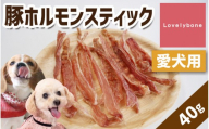 精肉店がこだわった【栄養たっぷり！】　豚ホルモンスティック　40g×2　無添加 お肉屋さん　手作り　犬のおやつ　Lovelybone