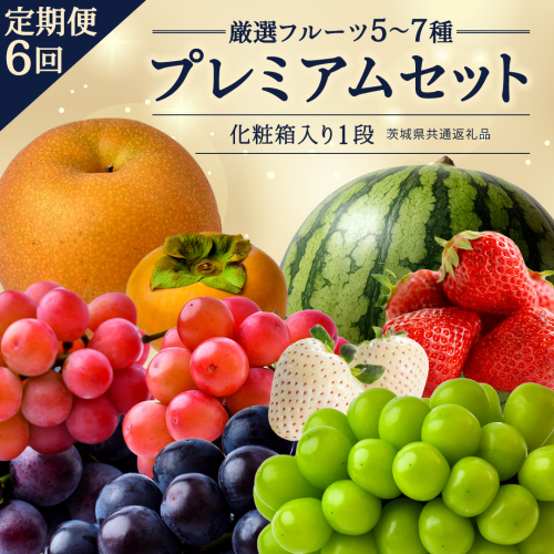 定期便【化粧箱入り1段】厳選フルーツ5〜7種プレミアムセット【毎月1回連続6か月(計6回)】（茨城県共通返礼品） 田舎の頑固おやじが厳選！ 人気 厳選 果物 くだもの 旬 旬の果物 旬のフルーツ 上級品 極上 贅沢 極み フルーツ フルーツセット ギフト プレゼント 贈り物 冷蔵 [BI493-NT] 2863514 - 茨城県つくばみらい市