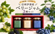 信州伊那産 ベリージャム200g3種（すぐり・ブラックベリー・ブルーベリー）| フルーツ ジャム すぐり ブラックベリー ブルーベリー 完熟 つみたて 加工品 長野県 伊那市【013-84】