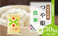 ＜令和8年産米＞ 鮭川村 特別栽培米 つや姫 【白米】 定期便 30kg （5kg×1ヶ月間隔で6回お届け）＜配送時期選べます＞