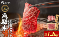 【1月発送】 飛騨牛 BBQセット（カルビ・モモカタ） 1.2kg A5 A4 国産 牛 冷凍 和牛 牛肉 カルビ もも モモ カタ 肩 かた 豪華 ギフト 贈答 にく お肉 肉 東白川村 岐阜 飛騨 贅沢 霜降り 赤身 肉のひぐち