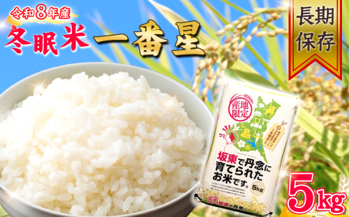 令和8年産　冬眠米一番星5kg ／ 令和8年 新米 米 お米 こめ コメ 精米 白米 ご飯 国産米 5kg 5キロ 一番星 大粒 甘み 真空 真空パック 長期保存 備蓄 買い置き 年中新米 おすすめ 人気 おいしい お取り寄せ 産地直送 産直 坂東市産 茨城県産 茨城産 茨城県 特産品 No.929 2870351 - 茨城県坂東市